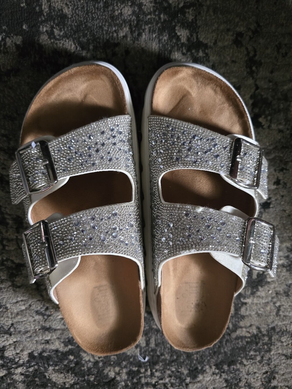 Corkys Silver Glitter Slide Sandals Size 9 Hey Girl